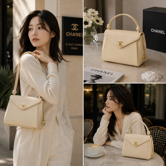 Chanel  26A Knotty Trapezoidal Envelope Bag in Beige 6223 - Pre-Owned Authentic