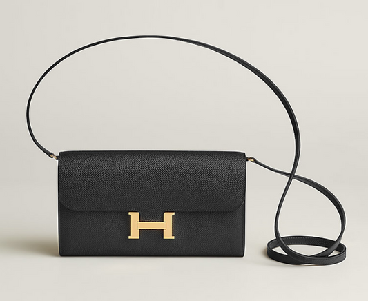 Hermès Constance Long To Go Wallet in Black Epsom with Gold Hardware – Pre-Owned Authentic