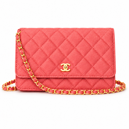 Chanel Classic Wallet on Chain in Coral Pink - Pre-Owned Authentic