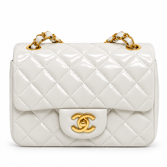 Vintage Chanel Mini Square Flap Bag in White - Pre-Owned Authentic Bravo Fashion