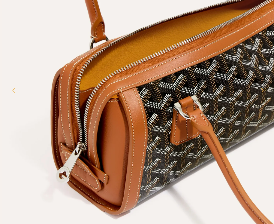 Goyard Bonbonnière Bag in Black & Tan close-up detailed view