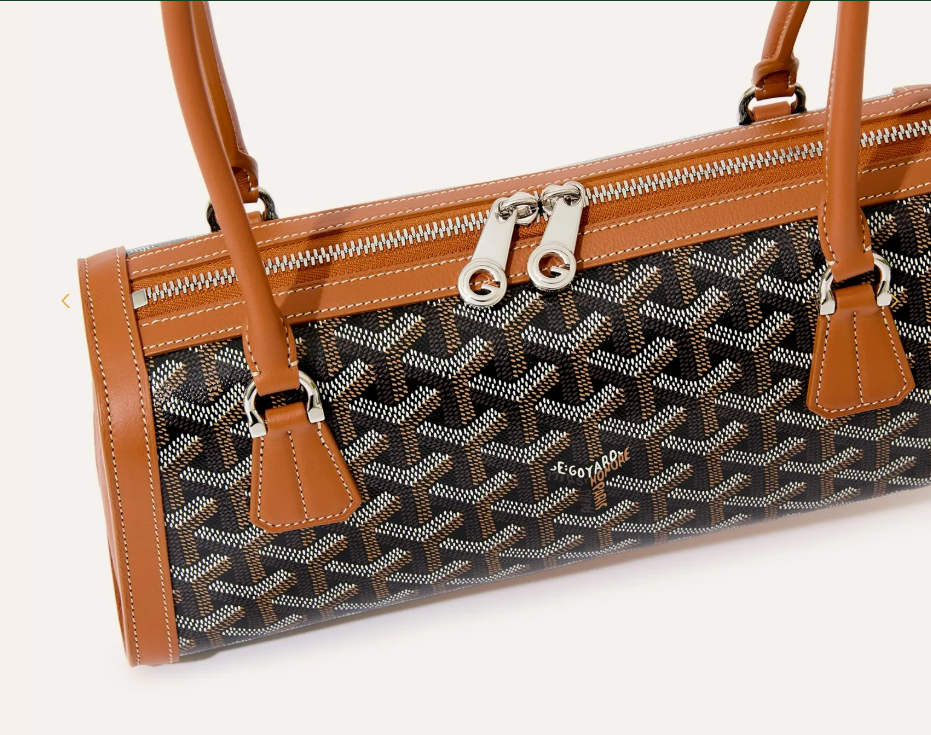 Goyard Bonbonnière Bag in Black & Tan close-up top view