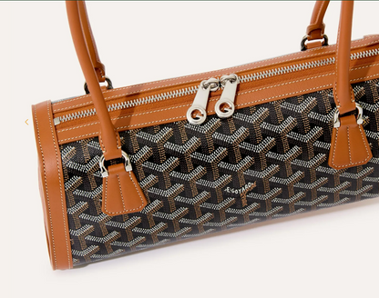 Goyard Bonbonnière Bag in Black & Tan close-up top view