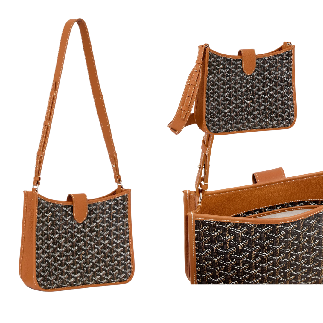 Goyard Musette PM Bag Black & Tan angled view