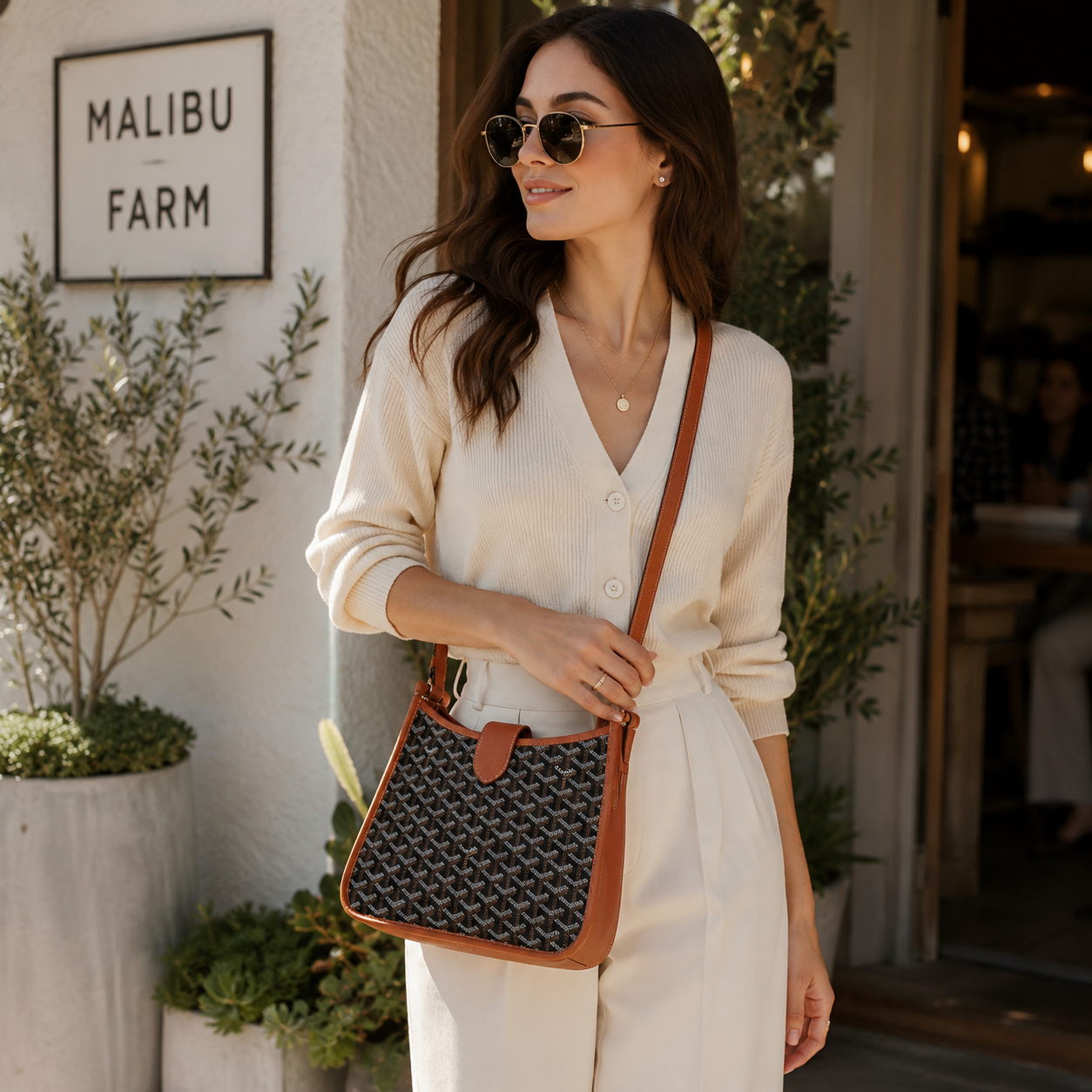 Goyard Musette Bag Black & Tan lifestyle