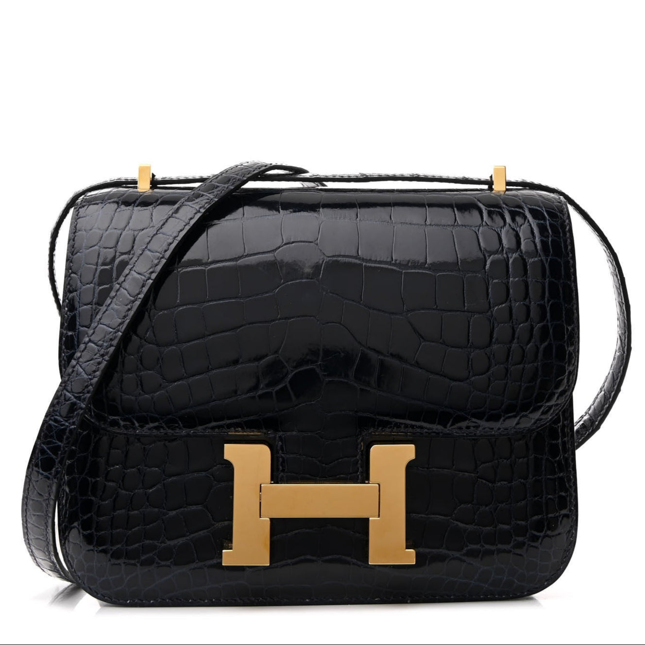 Hermès Constance 18 in Bleu Baltique Shiny Alligator with Gold Hardware – Pre-Owned Authentic