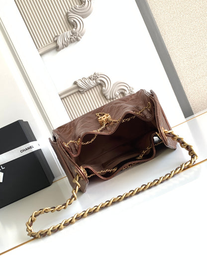 Pre-Owned Authentic Chanel Small Caviar Leather 25 Handbag Bronze