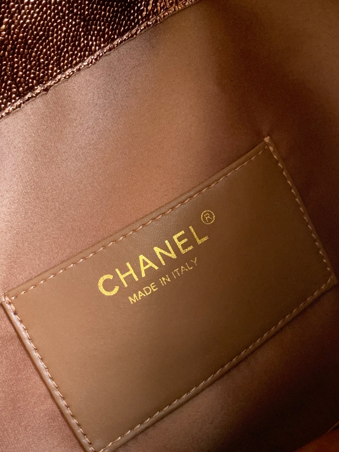 Pre-Owned Authentic Chanel Small Caviar Leather 25 Handbag Bronze