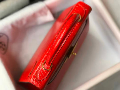 Hermes Kelly 25 in  Rouge Vif (Red) -  Real Crocodile - Pre-Owned Authentic