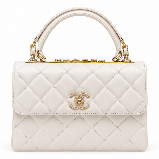 Chanel 25cm Trendy Large White Bag with Crystals - Pre-Owned Authentic Bravo Fashion