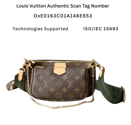 M44813 Pre-Owned Authentic Louis Vuitton Multi Pochette with Authentic RFID Tag
