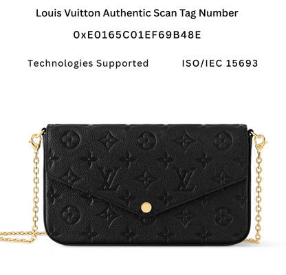 M80428  Pre-Owned Authentic Pochette Felicie Monogram Leather - Black with RFID Tag