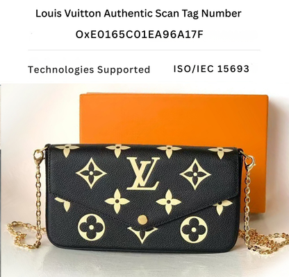 M82479 Pre-Owned Authentic Pochette Felicie Monogram Leather Black with Authentic RFID Tag