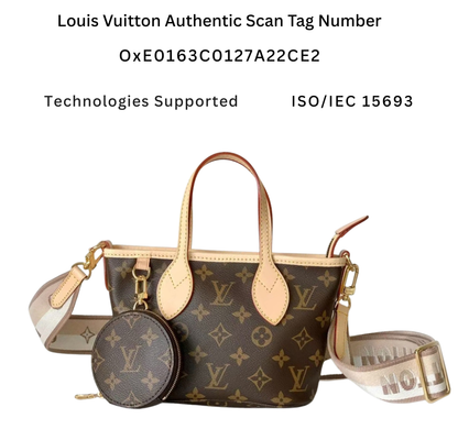M46705 Pre-Owned Authentic Louis Vuitton Neverfull BB with Authentic RFID Tag