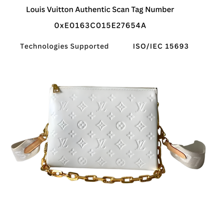 M21769 Pre-Owned Authentic White Coussin PM with Authentic RFID Tag
