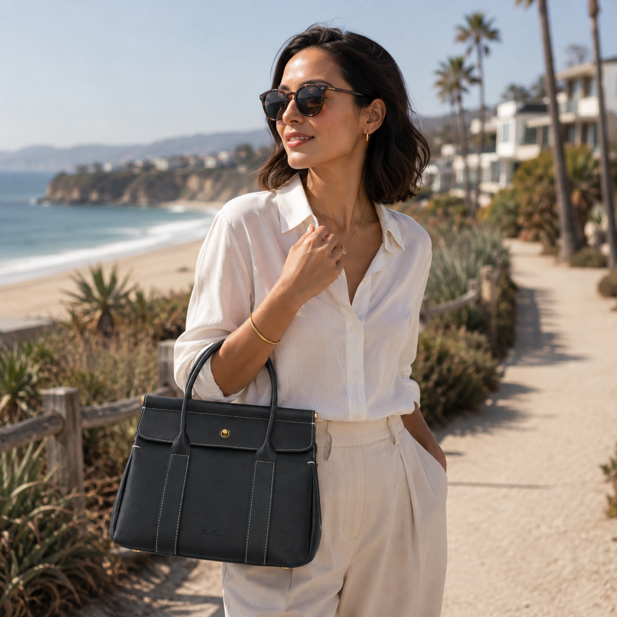 Loro Piana Loom Bag L32 in Black lifestyle