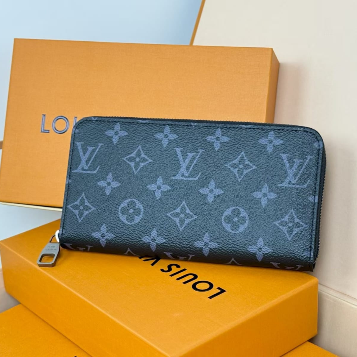 Louis Vuitton Long Wallet Monogram Eclipse Black - Pre-Owned Authentic