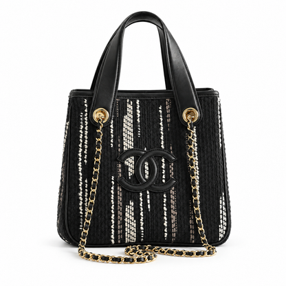Chanel Mini Shopping Bag – Black, White & Gray | Pre-Owned Authentic