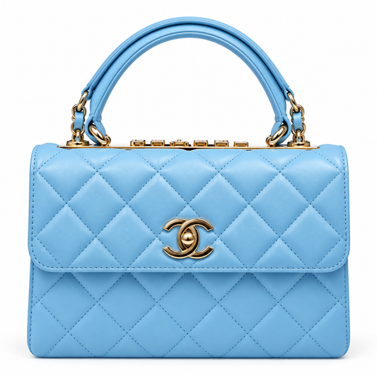 Chanel 25cm Trendy Large  Bag in  Light Blue - Pre-Owned Authentic Bravo Fashion