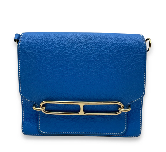 Hermès Mini Sac Roulis in Bleu du Nord Evercolor with Gold Hardware – Pre-Owned Authentic