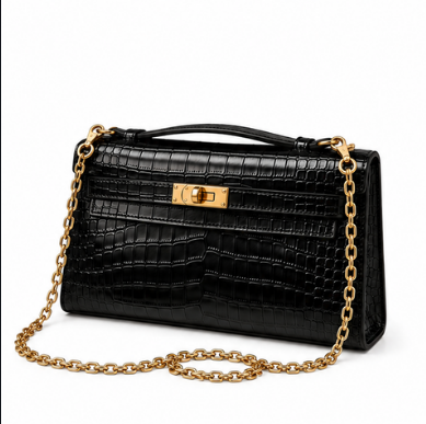 Pre-Owned Authentic - Hermes Kelly Pochette Black