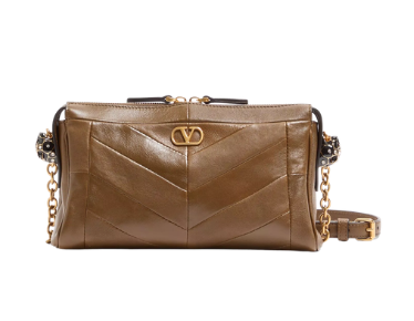Pre-Owned Authentic -Valentino Garavani Panthea Small Shoulder Bag In Nappa Leather With A Chevron Pattern