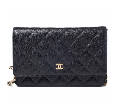 Pre Owned Authentic  Chanel  Caviar Quilted Wallet Black