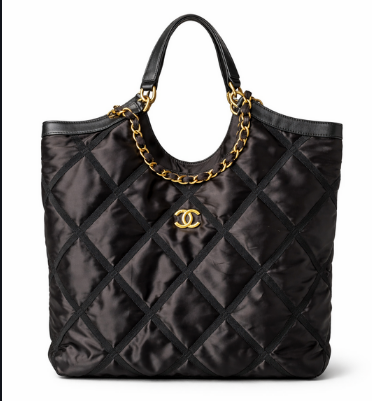 Pre-Owned Authentic Chanel Quilted CC Nylon Chain Tote