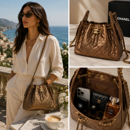 Pre-Owned Authentic Chanel 25 Bronze