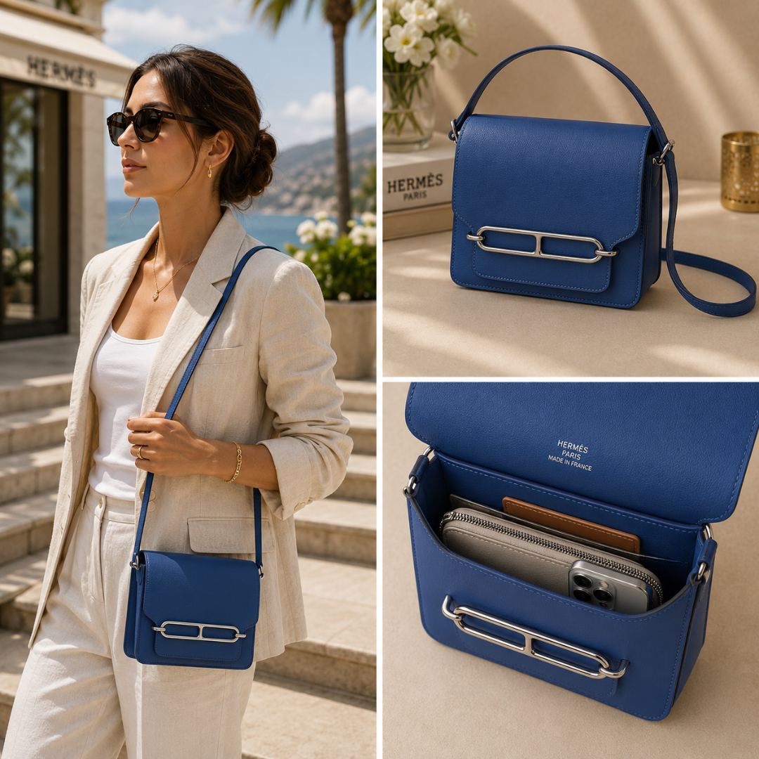 Hermes Mini Sac Roulis in Bleu du Nord Evercolor with Gold Hardware – Pre-Owned Authentic