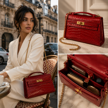 Pre-Owned Authentic - Hermes Kelly Pochette Red