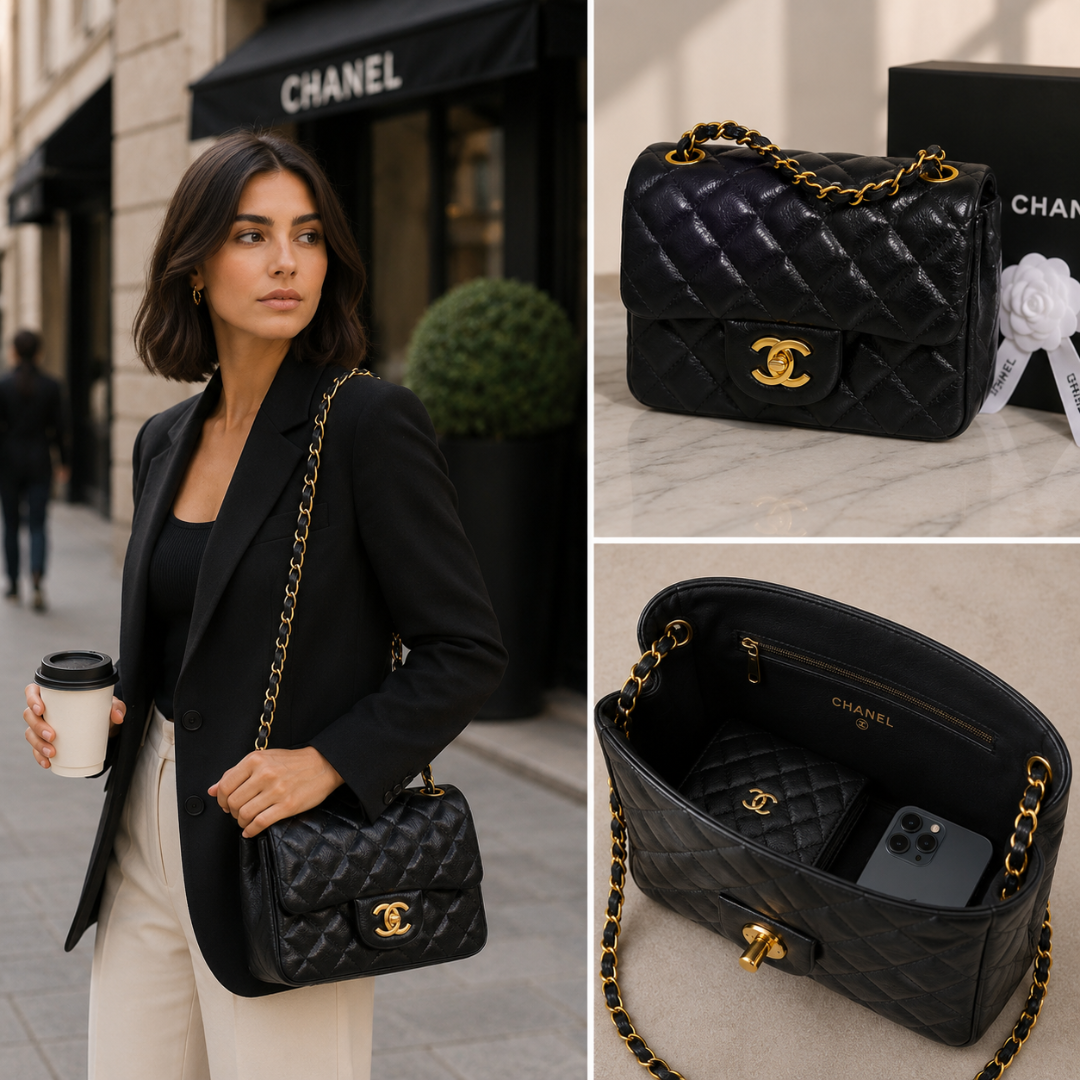 Pre-Owned Authentic - Vintage Chanel Mini Square Flap Bag Black