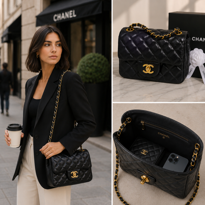 Pre-Owned Authentic - Vintage Chanel Mini Square Flap Bag Black