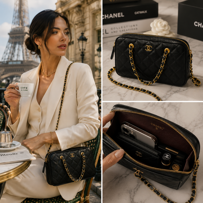 Pre-Owned Authentic - Chanel 25P Mini Bowling Bag / Barrel Clutch Black