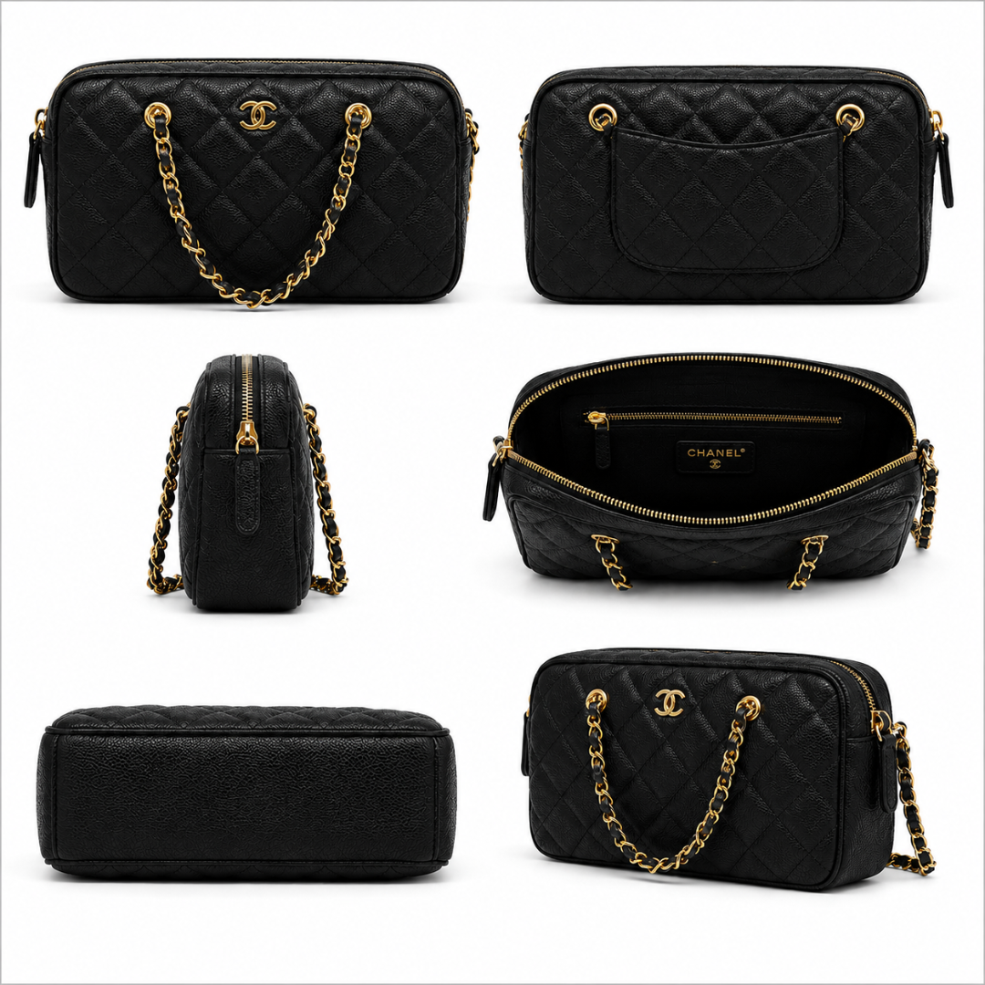 Pre-Owned Authentic - Chanel 25P Mini Bowling Bag / Barrel Clutch Black
