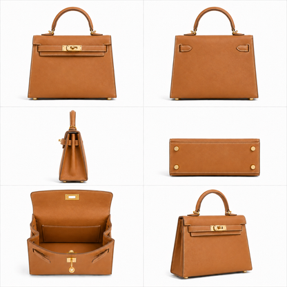 Hermès Mini Kelly 15 Tan Togo leather interior view