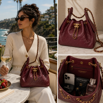 Pre-Owned Authentic Chanel 25 Burgundy