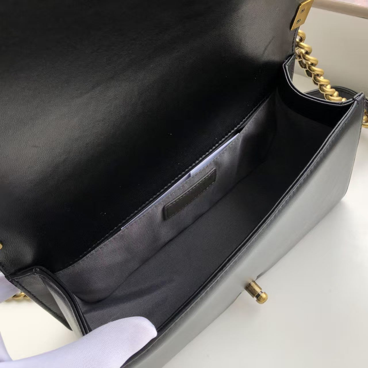 Pre-Owned Authentic Chanel Medium Lambskin Le Boy Bag