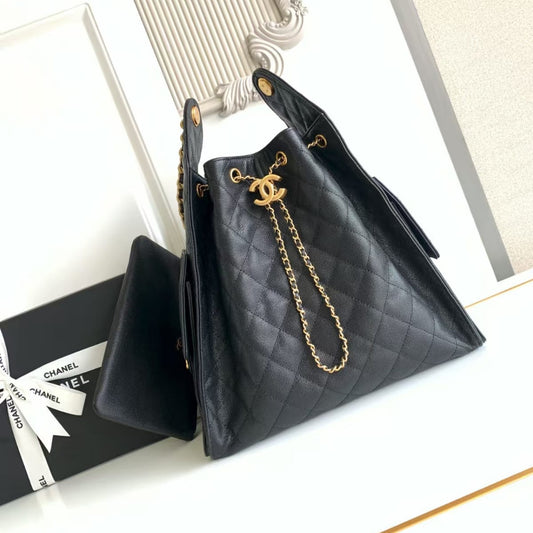 Chanel Medium Caviar Leather 25 Handbag Black Pre-Owned Authentic