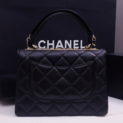Pre-Owned Authentic 25cm Chanel Trendy Large Bag Black with Crystals