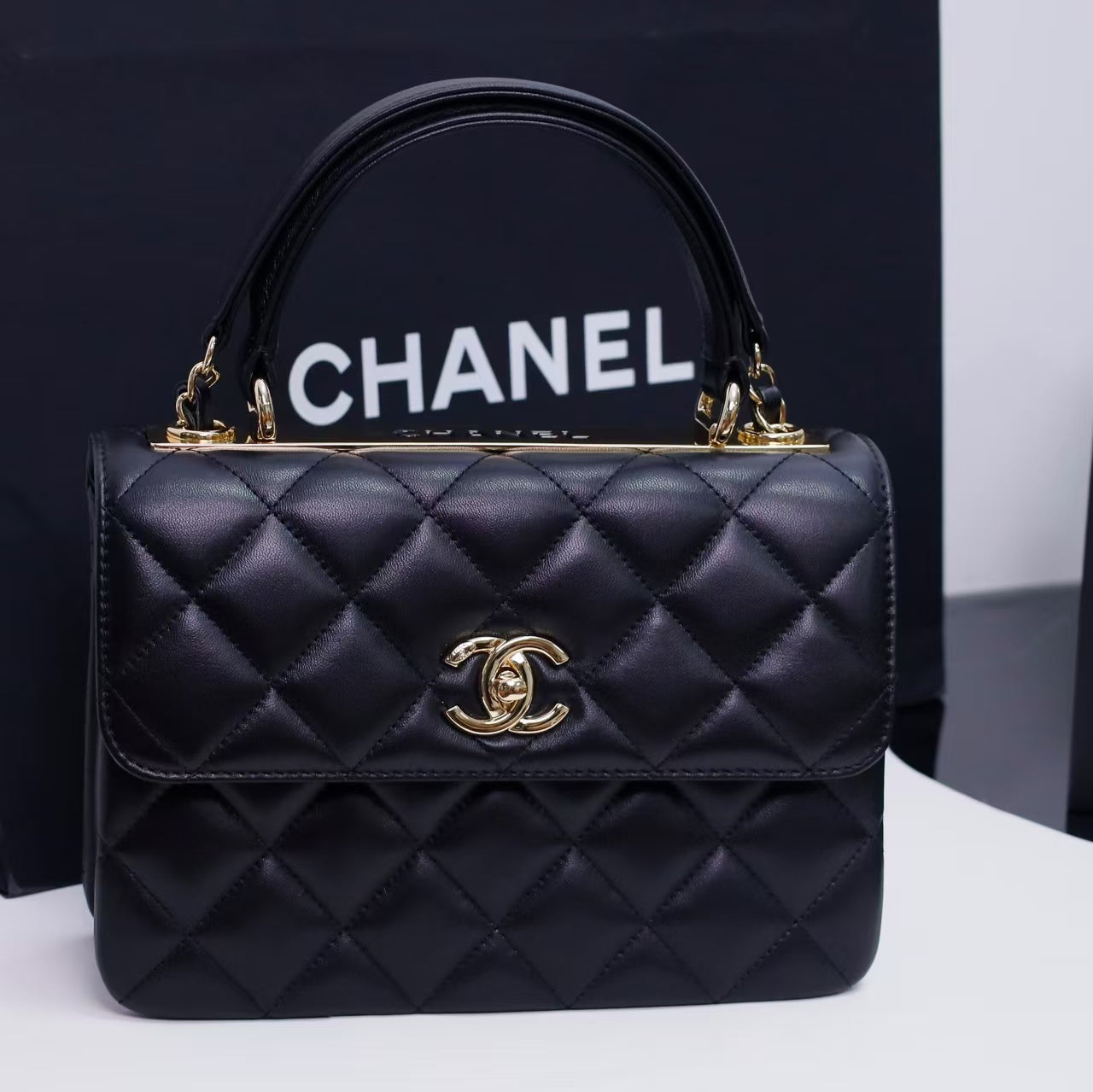 Pre-Owned Authentic 25cm Chanel Trendy Large Bag Black