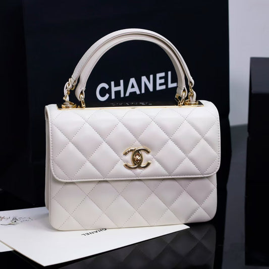 Pre-Owned Authentic 25cm Chanel Trendy Large  Bag White