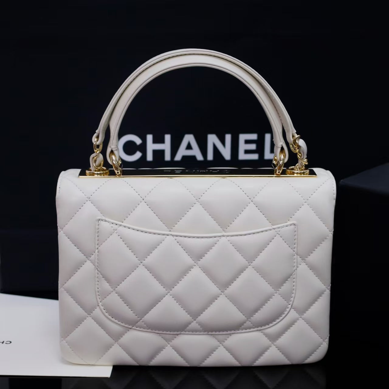 Pre-Owned Authentic 25cm Chanel Trendy Large  Bag White