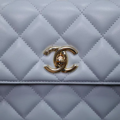 Pre-Owned Authentic 25cm Chanel Trendy Large Bag Light  Blue Gray