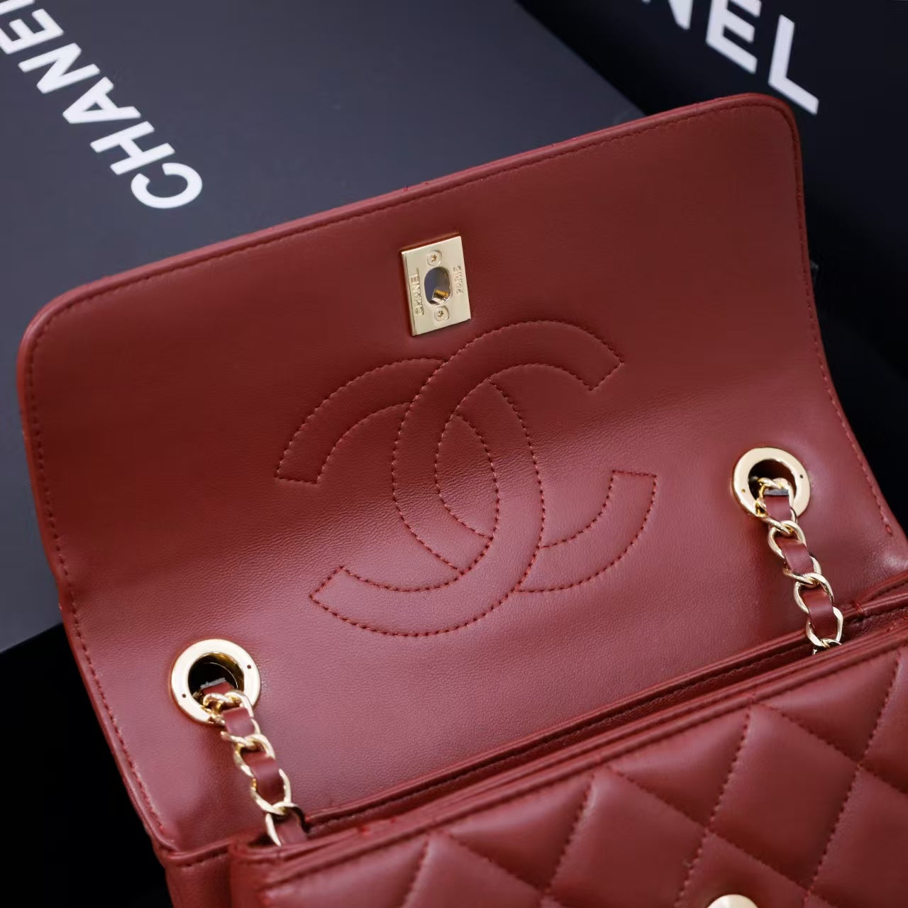 Pre-Owned Authentic 25cm Chanel Trendy Large Bag Red