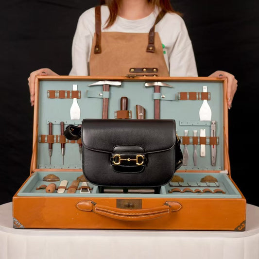 Gucci  Azalea Calfskin Horsebit Small Black Shoulder Bag