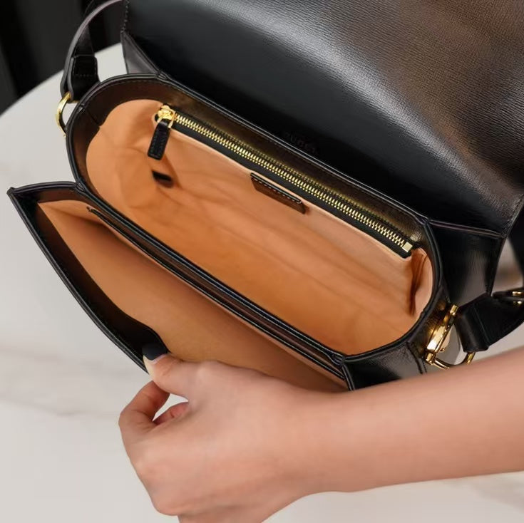 Gucci  Azalea Calfskin Horsebit Small Black Shoulder Bag