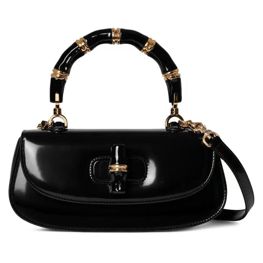 Gucci Bamboo Diva Small Bag Black Leather Pre-Owned Authentic