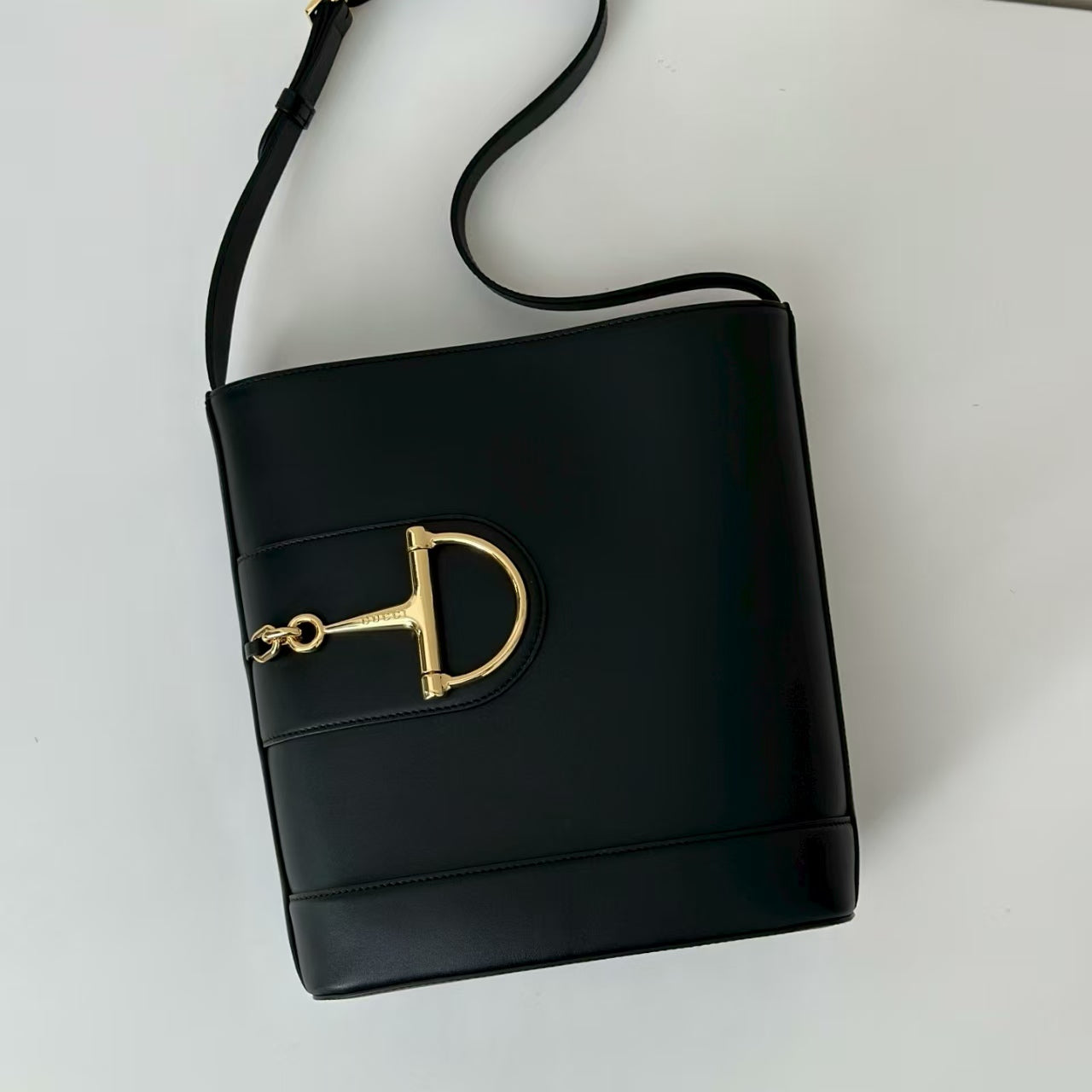 Gucci 73 Medium Bag  Black Leather Pre-Owned Authentic