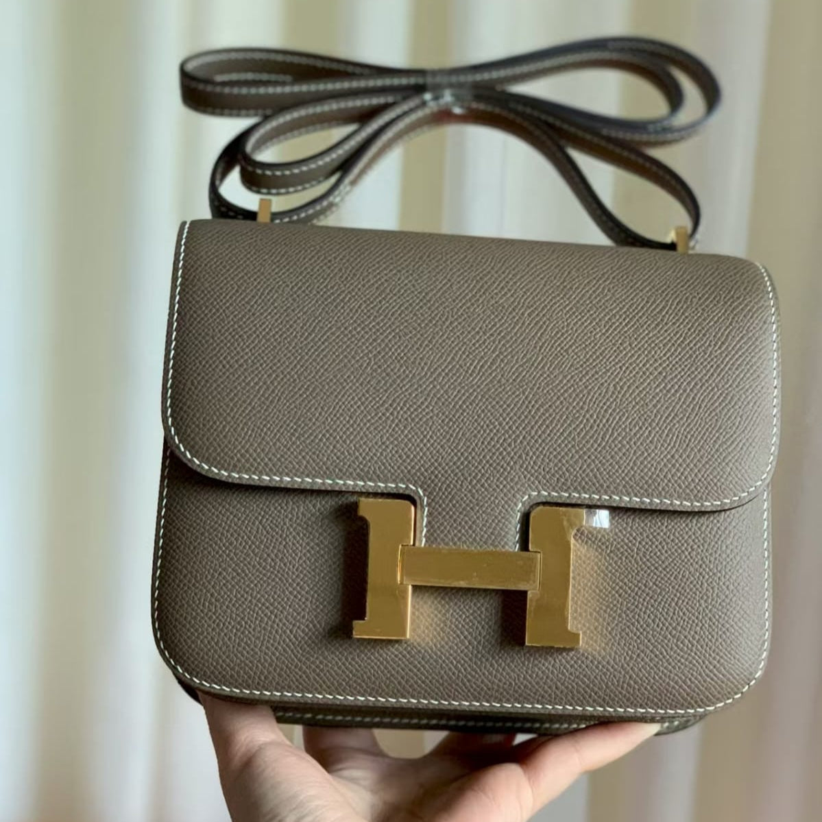 Hermès Constance 18 Epsom Leather Etain with Rose Gold Hardware  Pre-Owned Authentic